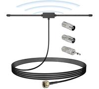 DAB FM Radio Antenna Dipole Aerial, FM DAB Antenna with 3 Meter Extension Cable, 4 Type Adapters for Indoor Music System Radio Home Stereo Receiver AV Audio Vedio Home Theater Receiver, 75 Ohm
