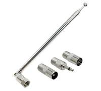 DAB Radio Aerial Antenna 75 Ohm Telescopic, FM Indoor Antenna Unbal, 7-Sections Telescopic, F-Type Male with TV Female & Male Socket, for Table Top Radio, HiFi AV Receiver Mini System