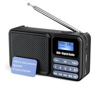 DAB Radio, FM/DAB Plus Digital Portable Radio with Bluetooth Battery Powered USB Rechargeable Small Radio Dual Alarm Clock AUX & Headphone Jack 80 Presets