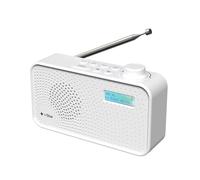 DAB Radio Portable, DAB Plus/DAB Radio, FM Radio Mains Powered or Battery, USB Charging, Clear LCD Display (White)