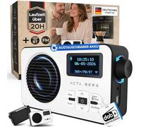 DAB Radio with Battery 5000 mAh Interchangeable & BT 5.3 (White/Black)