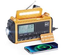 Dab Wind Up Radio, Solar Powered Emergency Radio with SOS Alarm, 5000 mAh Hand Crank Radio with USB Phone Charger, Portable Dab Radio with Flashlight, Headphone Jack and Dual Alarm for Camping