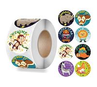 DABAIXIONG 1 Roll Cartoon Animal School Teacher Reward Stickers Motivate Students Decorative for Journal