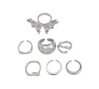 DABAIXIONG 7pcs Elegant Styles Liquid Lavaed Butterfly Rings Set Fashion Jewelry Statement Pieces for Women in Light Gold