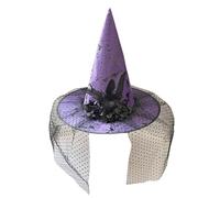 DABAIXIONG Laces Witch Hat Features Oversized Brim Wizard Hat For Role Playing Outfits Elegant Halloween Witch With Steel Wire