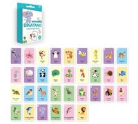 DABAIXIONG Pack Of 33 Bilingual Flashcards Set for Kids Language Learning with Bahasa Indonesia and English Animal