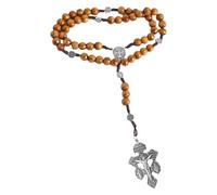 DABAIXIONG Rosary Braided Wood Beads Necklace with Pardon Crucifix Medals for Catholic Christians Prayer Chain Religious