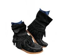 DaBaoDan Cowboy Boots for Women, Ankle Cowboy Boots, Vintage Cowboy Boot | Wide width cowboy, platform chunky heel, round toe, winter warm, daily wear, wedge, mid calf, retro short ankle