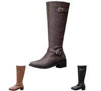 DaBaoDan Women’s Wide Calf Flat Knee High Boots, Flat Combat