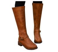 DaBaoDan Women’s Wide Calf Flat Knee High Boots, Flat Combat