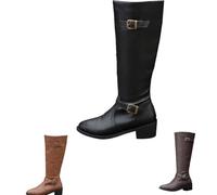 DaBaoDan Women’s Wide Calf Flat Knee High Boots, Flat Combat