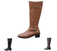DaBaoDan Women’s Wide Calf Flat Knee High Boots, Flat Combat