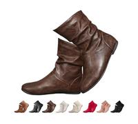 DaBaoDan Women's Leather Slouch Flat Ankle Boots fall shoes