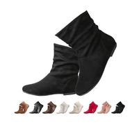 DaBaoDan Women's Leather Slouch Flat Ankle Boots fall shoes