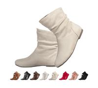 DaBaoDan Women's Leather Slouch Flat Ankle Boots fall shoes