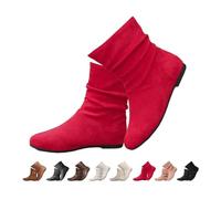 DaBaoDan Women's Leather Slouch Flat Ankle Boots fall shoes