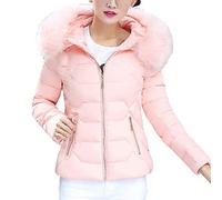 DABAOK A Deal With The EarlThin Warm Jackets for Women Long Sleeve Zip Water Packable Jacket Warm Winter Coat (Pink, M)