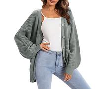 DABAOK Cardigans for Men UK Mens Cardigans UK Sweater Coat Button Down Long Sleeve Oversized Knit Cardigans Grey Cardigan