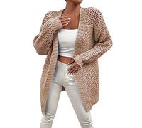 DABAOK Ladies Cardigans Knitted Sweater Casual Sweater Slim Knit Cardigan Jacket Longline Coats For Women Uk
