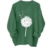 DABAOK Pack Knit Long Sleeve Oversized T Shirt Loose Casual Crew Neck Mid Sleeve T Shirt Tops Woman Large Shirt Green