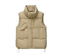 DABAOK Winter Coats Women Hawking Vest Solid Coat Jacket Solid Vest Zipper Pocket Loose Sleeveless Jacket Coat Neon Half Zip