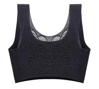 DABAOK Wireless Bras for Women Bra Sports Bra Yoga Size Stretch Women's Out Plus Hollow Underwear Compression Bras Black
