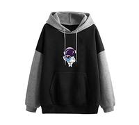 DABAOK with Pocket Long Sleeve Printed Hoodies Pullover Drawstring Sweatshirt Blouse Top Womens Zip up Hoodie Sweatshirt Black