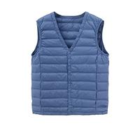 DABAOK Women's Fleece Gilet Color V Neck Button Pocket Short Lightweight Down Casual Vest Sleeveless Down Jacket