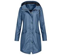 DABAOK Womens Rain Coat Women's Solid Color Rain Jacket Outdoor Hoodie Waterproof Long Coat Overcoat Windproof Activewear
