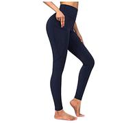 DABAOK Womens Yoga Pants with Pocket Pack Sports Athletic Fitness Women's Running Pants Ladies Fleece Lined Yoga Pants Navy