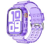 DABAOZA Compatible for Clear Apple Watch Band with Bumper Case 41mm 40mm 38mm, Women Men Glitter Bling TPU Sport Strap for iWatch SE Ultra Series 10 9 8 7 6 5 4 3 2 1(ClearLightpurple,41/40/38)