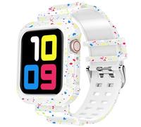 DABAOZA Compatible for Clear Apple Watch Band with Bumper Case 41mm 40mm 38mm, Women Men Glitter Bling TPU Sport Strap for iWatch SE Ultra Series 10 9 8 7 6 5 4 3 2 1(WhiteConfetti,41/40/38)