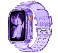 DABAOZA Compatible for Clear Apple Watch Band with Bumper Case 45mm 44mm 42mm, Women Men Glitter Bling TPU Sport Strap for iWatch SE Ultra 3 2 Series 11 10 9 8 7 6 5 4 3 2 1（C-Lightpurple,45/44/42）
