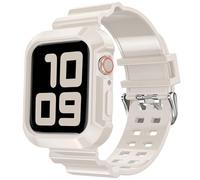 DABAOZA Compatible for Clear Apple Watch Band with Bumper Case 45mm 44mm 42mm, Women Men Glitter Bling TPU Sport Strap for iWatch SE Ultra 3 2 Series 11 10 9 8 7 6 5 4 3 2 1（GlossyStarlight,45/44/42）