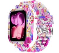 DABAOZA Compatible for Clear Apple Watch Band with Bumper Case 46mm, Women Men Glitter Bling TPU Sport Strap for iWatch SE Ultra 3 2 Series 11 10 9 8 7 6 5 4 3 2 1（Flower Rose,46）