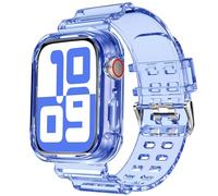 DABAOZA Compatible for Clear Apple Watch Band with Bumper Case 49mm, Women Men Glitter Bling TPU Sport Strap for iWatch SE Ultra Series 10 9 8 7 6 5 4 3 2 1（ClearBlue,49）