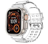 DABAOZA Compatible for Clear Apple Watch Ultra 3 2 Band with Bumper Case 49mm, Women Men Glitter Bling TPU Sport Strap for iWatch SE Ultra 3 2 Series 11 10 9 8 7 6 5 4 3 2 1（ClearCrysta,49）
