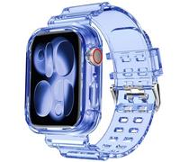 DABAOZA Kompatibel mit transparentem Apple Watch-Armband 41 mm, 40 mm, 38 mm, mit Hülle, Kristallarmband und Stoßfänger für iWatch Band SE Serie 8/7/6/5/4/3/2/1 (Transparent Blau, 45 mm/442 mm)
