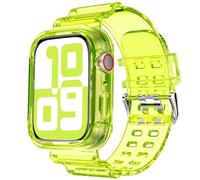 DABAOZA Kompatibel mit transparentem Apple Watch-Armband 41 mm, 40 mm, 38 mm mit Hülle, Kristallarmband und Stoßfänger für iWatch Band SE Serie 8/7/6/5/4/3/2/1 (Neongelb, 41 mm/40 mm/40 mm/38 mm)