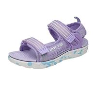 DABASHAN Girls Sandals Toddler Girls Open Toe Shoes Summer Beach Flat Sandals Breathable Soft Sole Children Flip Flops Holiday Vacation Shoes for Little Kid Big Kids (Purple, 13)