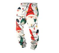 DABASHAN Men's Christmas Jogging Bottoms Christmas Tree Santa Claus Printed Xmas Joggers Ugly Funny Trousers Drawstring Holiday Pyjama Pants (A-Khaki, XXXXXL)