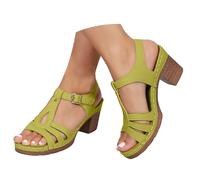 DABASHAN Sandals for Women Platform Wedge Sandals Ankle Strap Summer Shoes High Heel Open Toe Shoes Beach Comfy Slides (Green-a, 7.5)