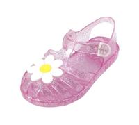 DABASHAN Sandals Girls Jelly Sandals Soft Rubber Sole Closed Toe Glitter Sparkle Summer Beach Holiday Vacation Shoes Princess Dress Up Shoes (Red #2, 8.5)