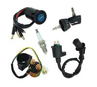 DABAZUALY Ignition Key Switch & Ignition Coil for Honda TRX300 Fourtrax 300 TRX300FW 1990-2000 ATV with Starter Solenoid Relay & Spark Plug