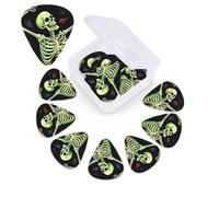 Dabbing 12 Pack Skeleton Guitar Picks Set with Custom Storage Box, Guitar Accessories, Ukulele for Acoustic Guitar, Bass, Valentine's Day Gift