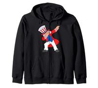 Dabbing Abraham Abe Lincoln Patriotic 4th Of July, Funny USA Zip Hoodie