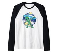 Dabbing Alien Lover Funny Halloween Dab Dance Pose Aliens Raglan Baseball Tee