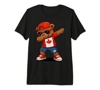 Dabbing Bear Canada Flag Funny Streetwear Patriotic Canadian Premium T-Shirt