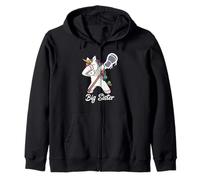 Dabbing Big Lacrosse Sister Unicorn Zip Hoodie