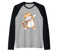 Dabbing Cat Design - Funky Dab Dance Cat for Women Raglan Baseball Tee